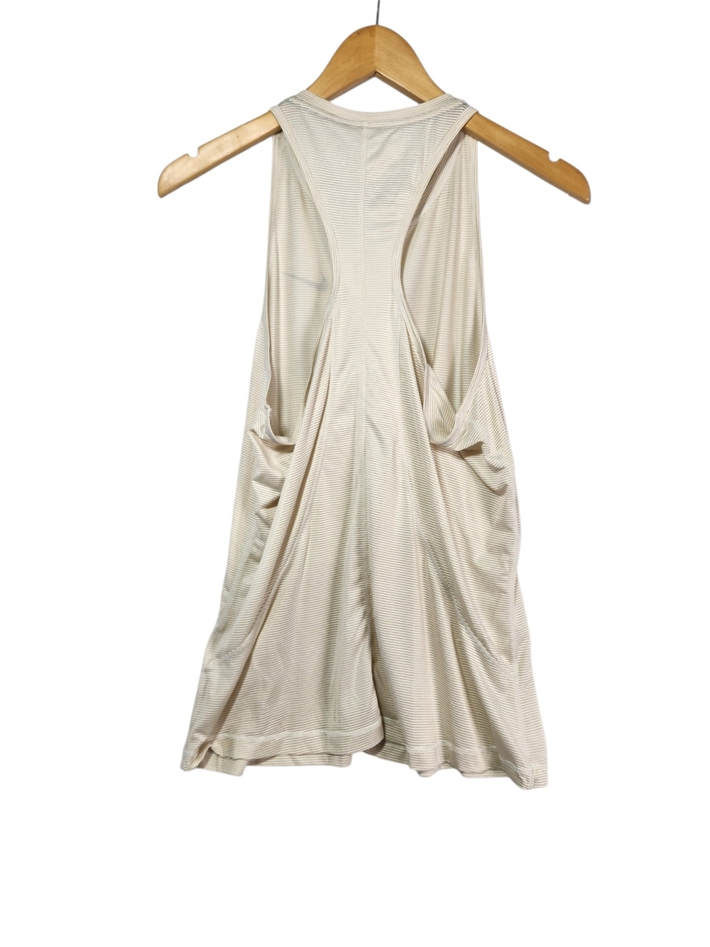 Nike Running Dri-FIT Tank Top Women's Large Cream Tan Stripe Racerback Athletic - Picture 4 of 15